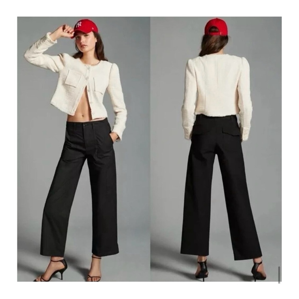 AGOLDE Daria Utility Pant High Rise Cargo Ankle Cropped Wide Straight Leg, Black